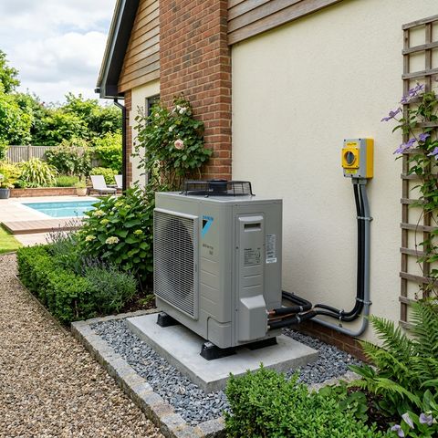 Airconditioning unit properly wired and installed with clean cable routing
