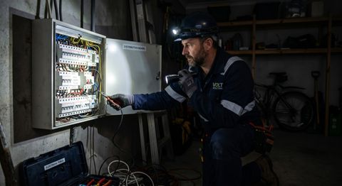 Electrician responding to an emergency callout at night in Port Elizabeth